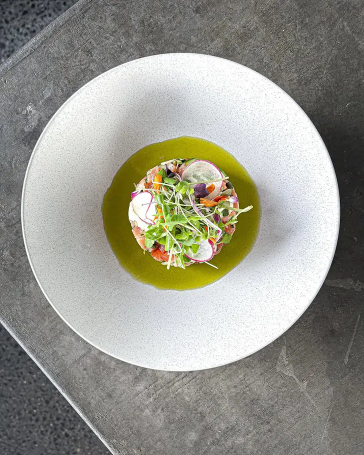 Plate of food from above