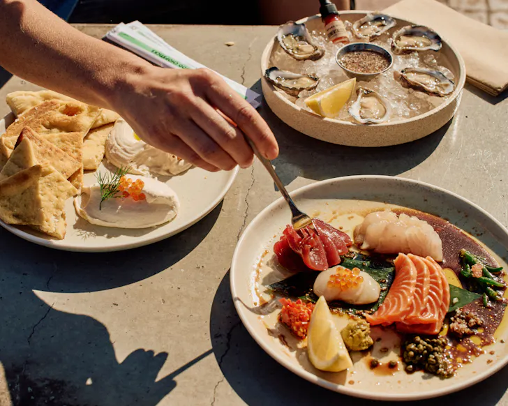 Three plates of food