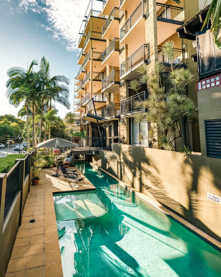 The pool at Il Mondo Boutique Hotel one of the Best Brisbane hotels