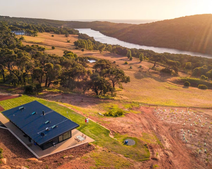 An aerial view of Infinity Chalet one of the best WA romantic getaways