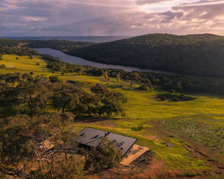 An aerial view of Infinity Chalet one of the best accommodation options Margaret River