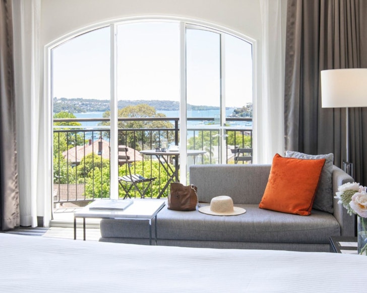 A view over the water from a room at InterContinental Sydney Double Bay one of the best hotels for British and Irish Lions Tour