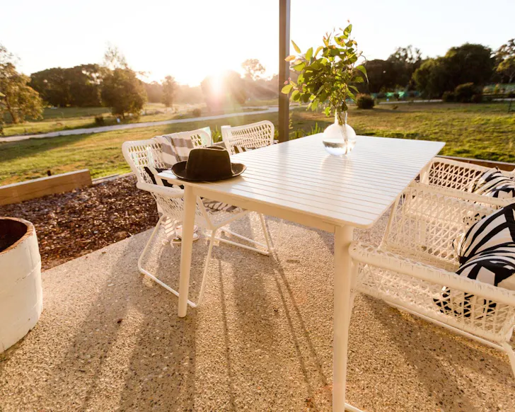 The outdoor patio at Ironstone Studio best Margret river Airbnbs