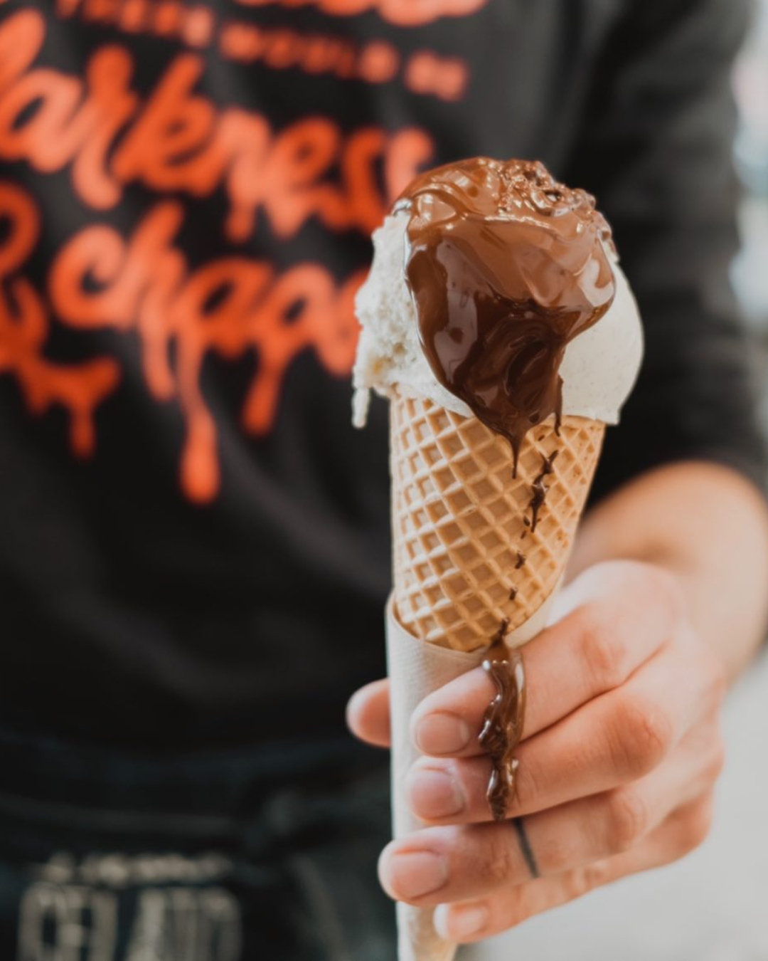 Scoops of chocolate-covered gelato from Island Gelato Co., one of Auckland's best ice cream and gelato shops. 