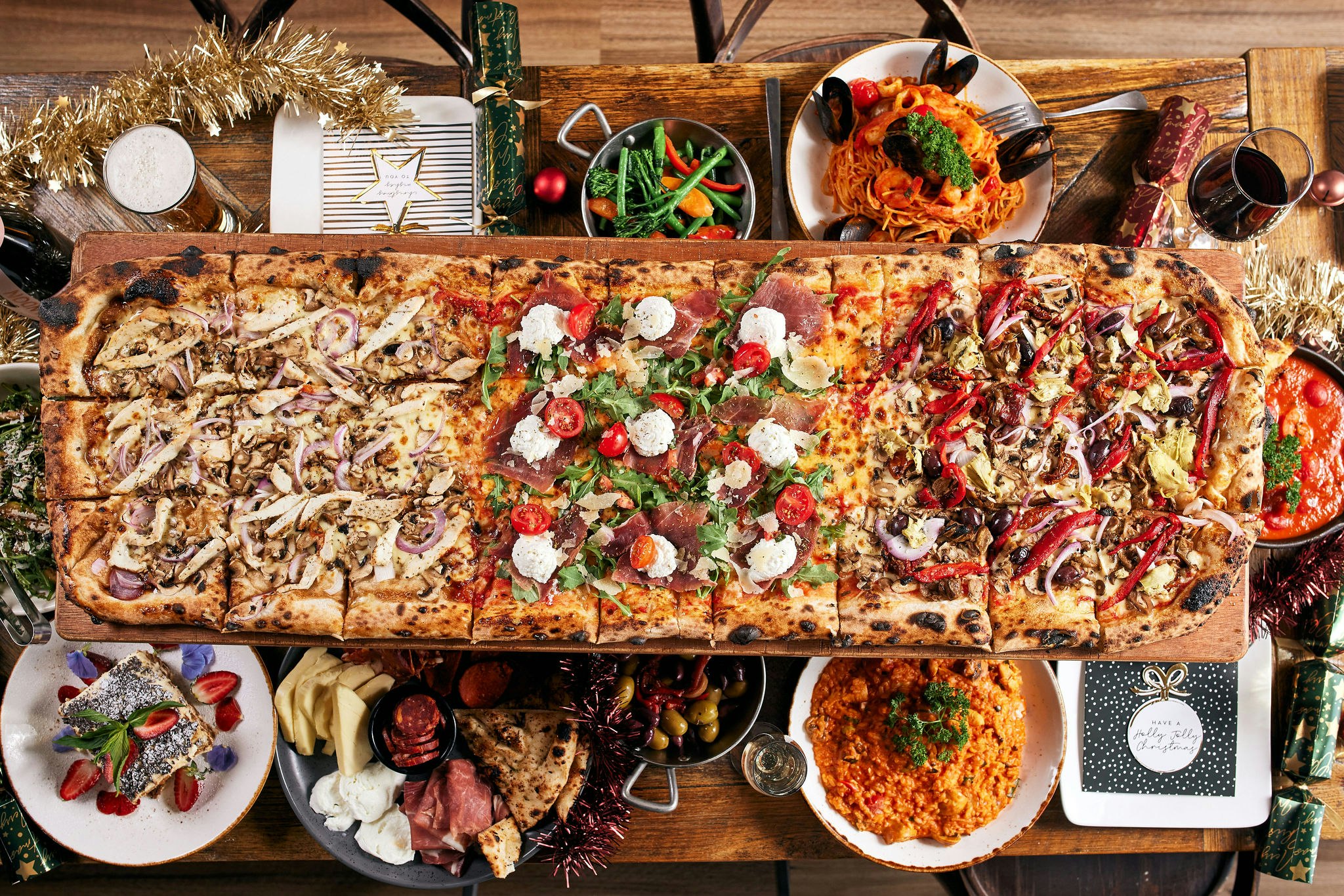 A table filled with Crinitis' Christmas Feast 