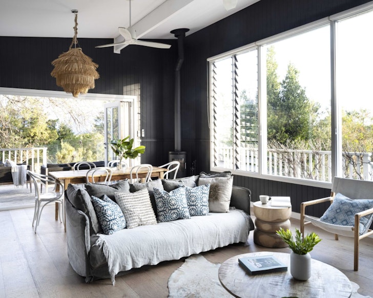 A view of the living space at Jamberoo Valley Farm Cottage one of the nest NSW Airbnbs