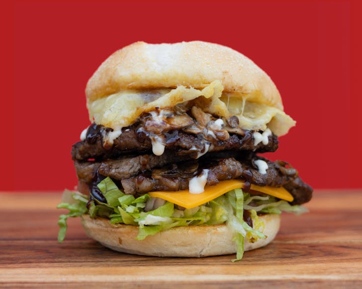A burger from Jax Burger Shack, one of the best burger joints in Auckland. 