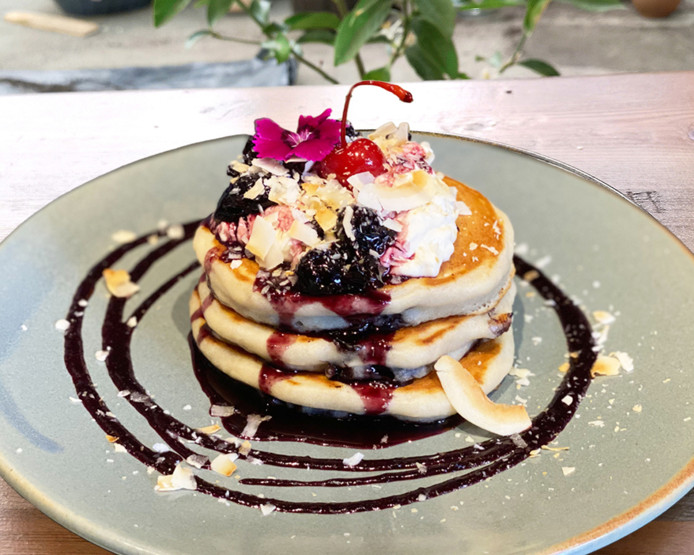 The pancakes at KIND, one of the best pancake spots in Auckland. 
