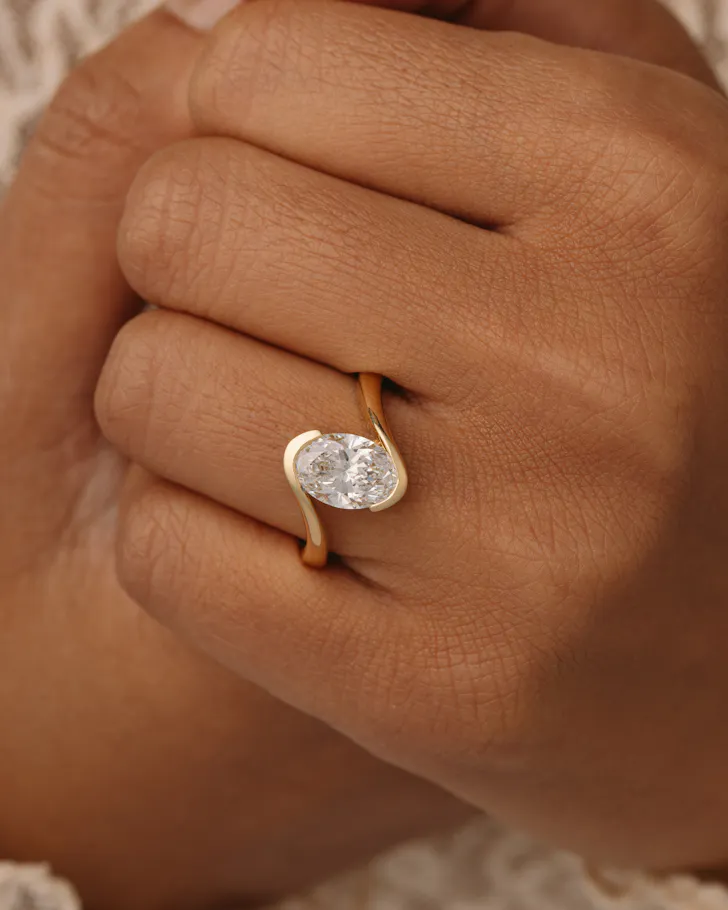 An asymmetrical engagement ring by Kavalri