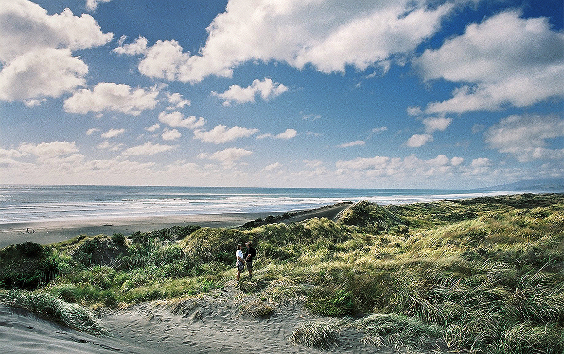 Kawhia Hot Water Beach is seen on a sunny day.