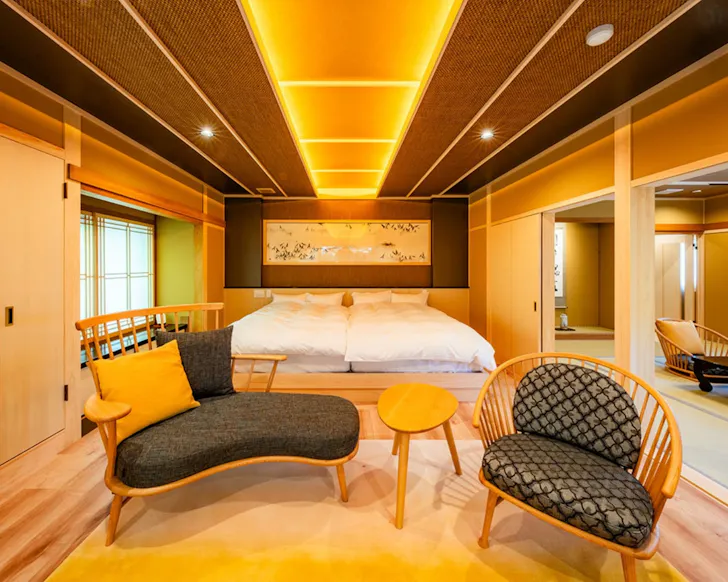 A luxurious, golden suite at Ekoin Temple in Koyasan.