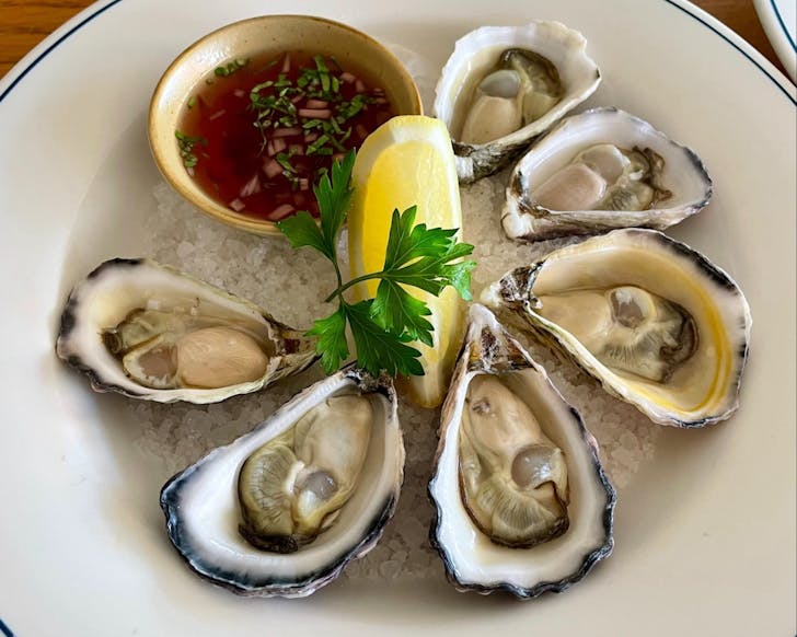 Hand grabbing oysters