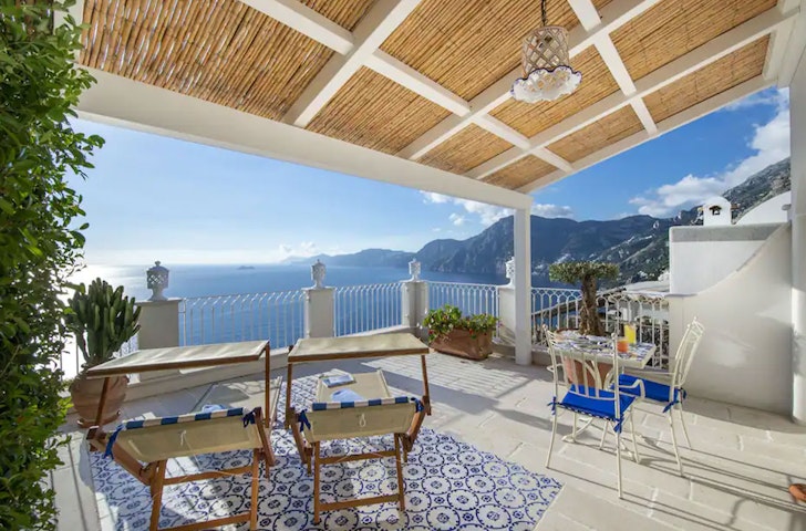The terrace at La Barbera, one of the best airbnbs on the Amalfi Coast 