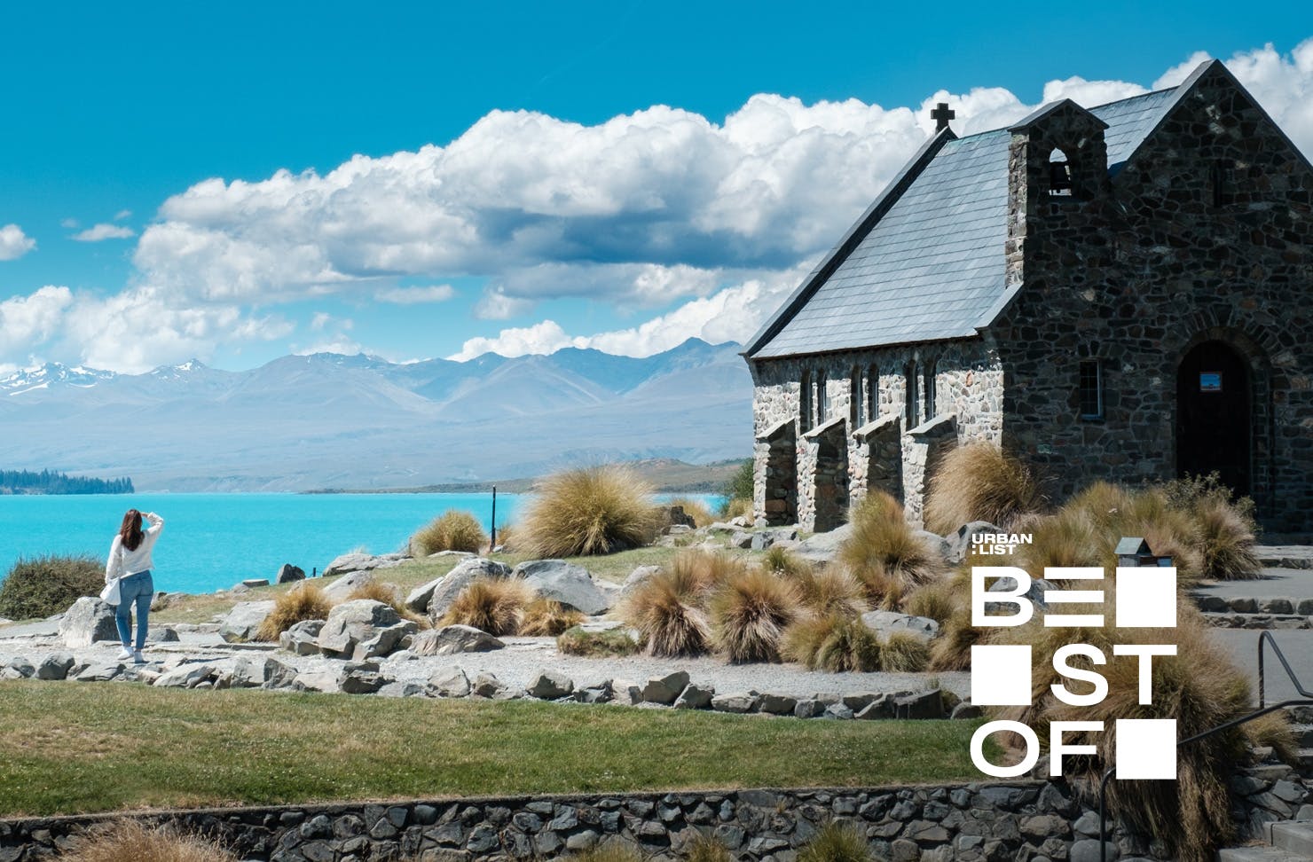 An Insta-worthy Church of the Good Shepherd sits on the lakefront with spellbinding mountain vistas in the background. 