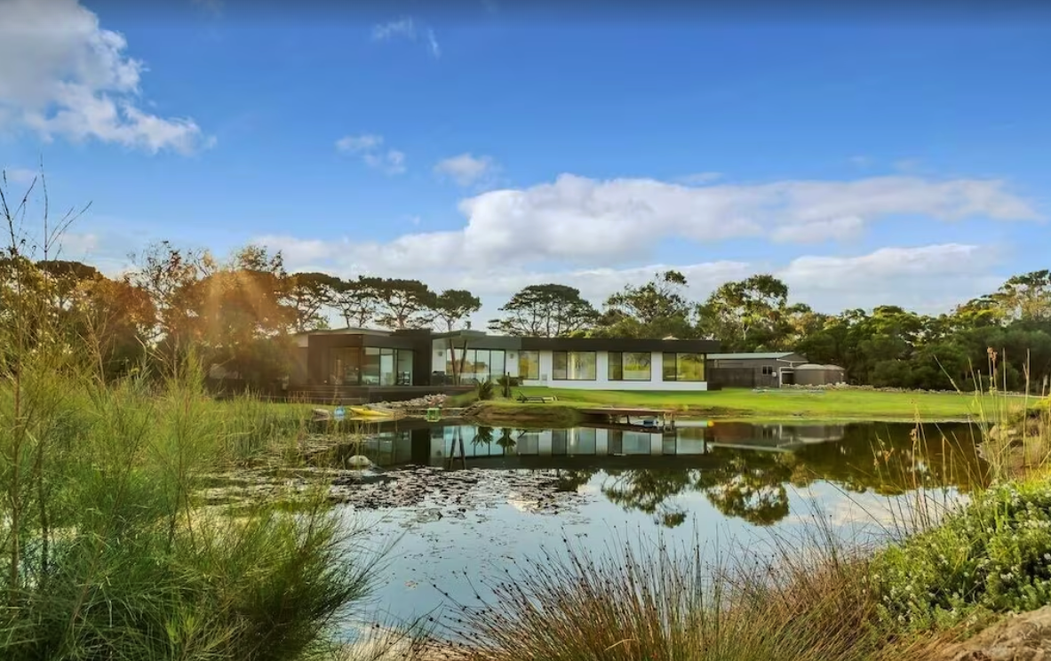 A large house with its own lake, one of the best airbnbs in Victoria.