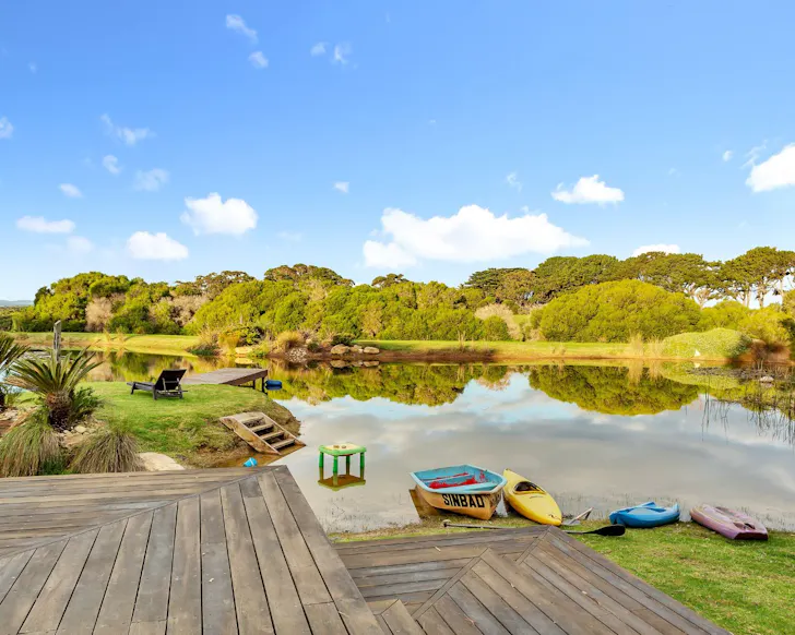 A view over the lake at Lakehouse Estate one of the best Phillip Island Airbnbs