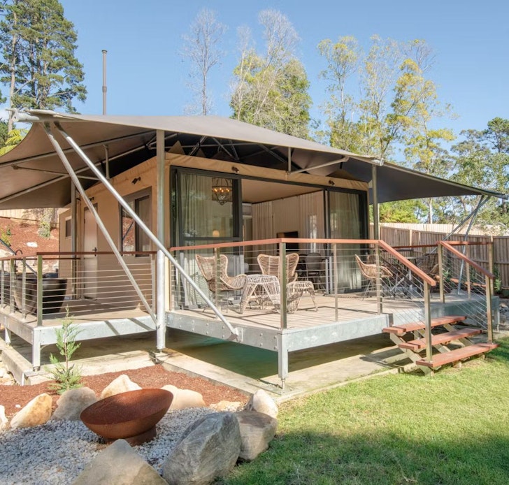 A view of the Lakeside Canopy glamping spot NSW