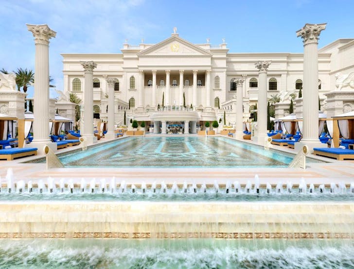 a Greek-inspired pool at Las Vegas hotel Caesars Palace