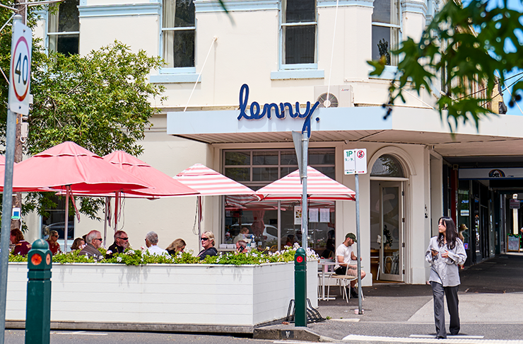 People sitting outside of Lenny, a cafe serving one of the best breakfast in Melbourne