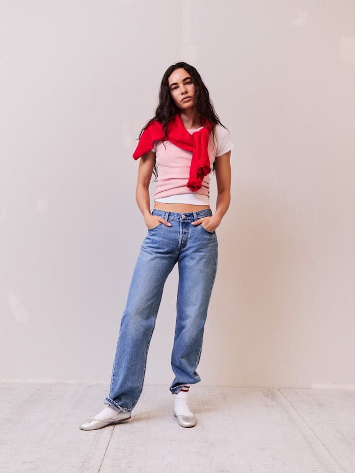 Woman wearing jeans.