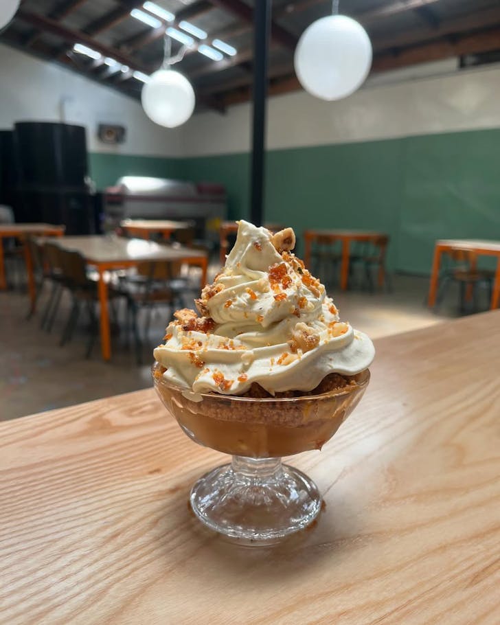 It's soft-serve ice cream for dessert at Lillies. 