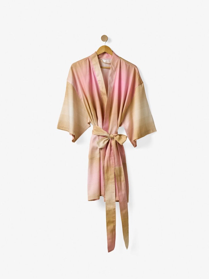 Linen House, Sunrise Check Bubblegum Robe