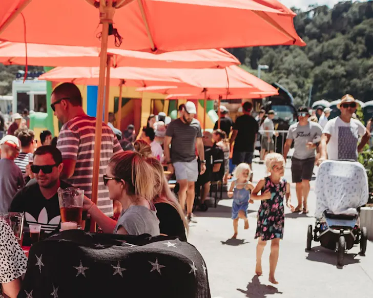 Crowds of families at Little Creatures. 