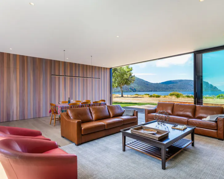 The living space with a view at Lochside best lakefront Airbnbs NZ