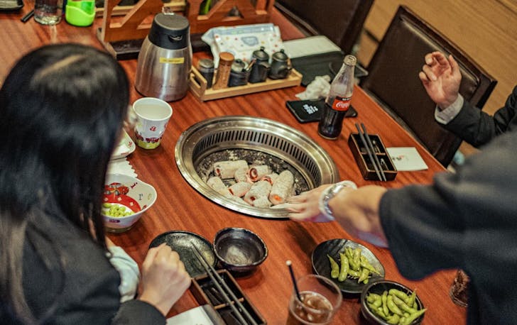Table at Japanese barbeque restaurant
