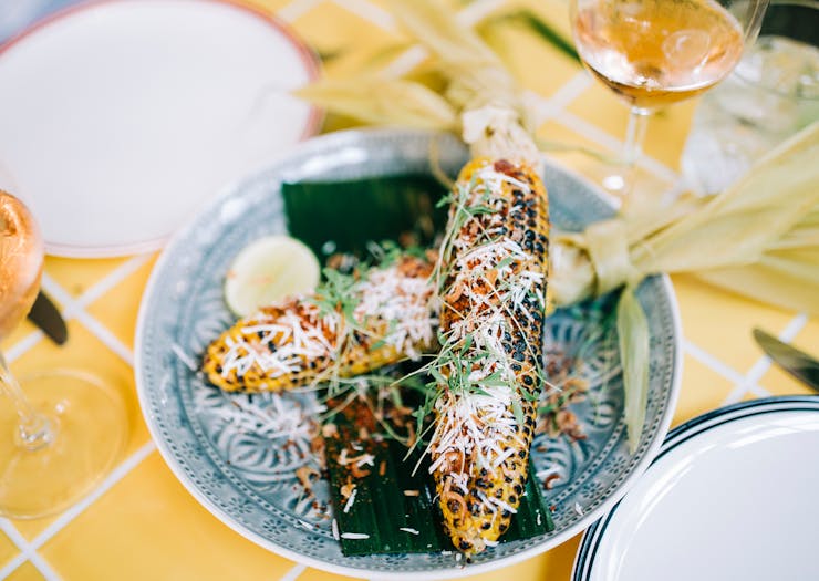 Chargrilled corn on the cob.