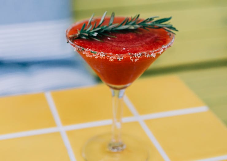 A bright red cocktail at Lolita's Mexican Cantina