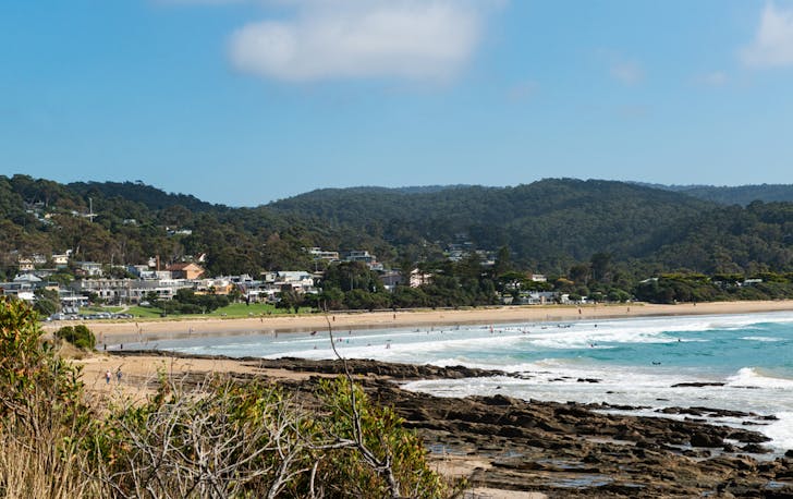 A landscape shot of Lorne bay and town. 