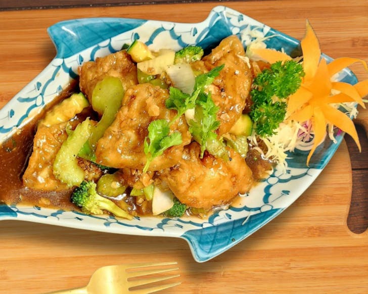 Garlic pepper fish from Lotus Thai Restaurant. 
