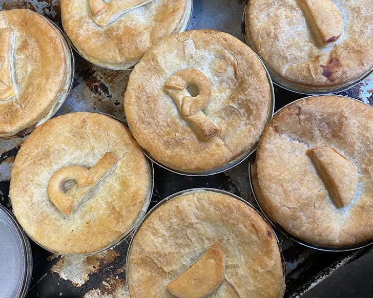 A tray of gloriously golden beef and stout pies. 