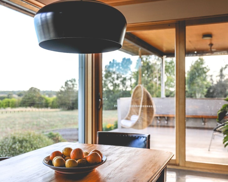 The view from the deck at Luxe Avocado Orchard Escape best farm stays Victoria