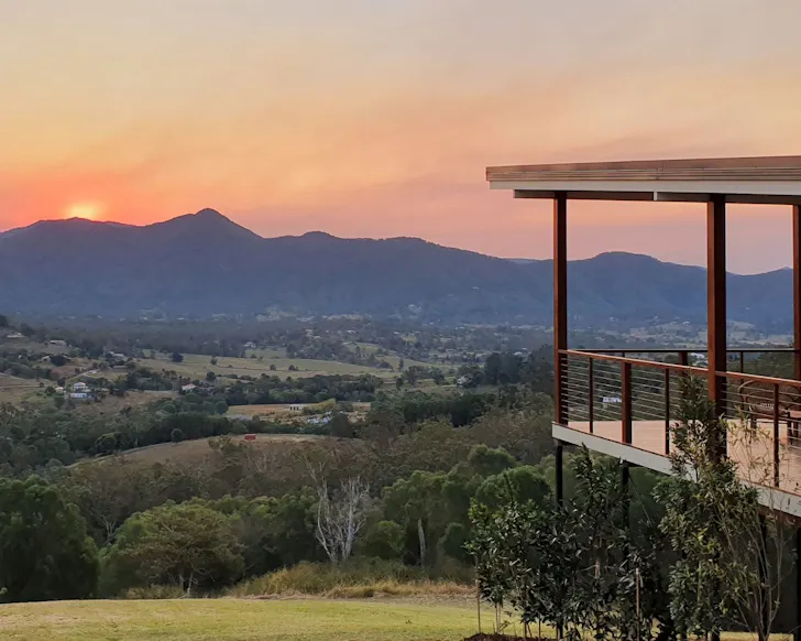 The view from Luxe Escape Cottage one of the best Airbnbs with outdoor baths near Brisbane