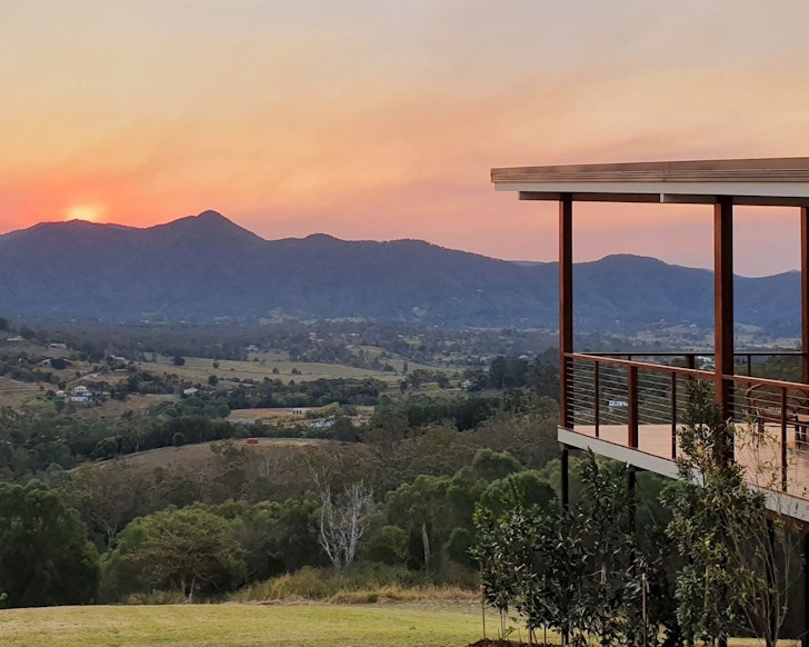 The view from Luxe Escape Cottage one of the best Airbnbs with outdoor baths near Brisbane