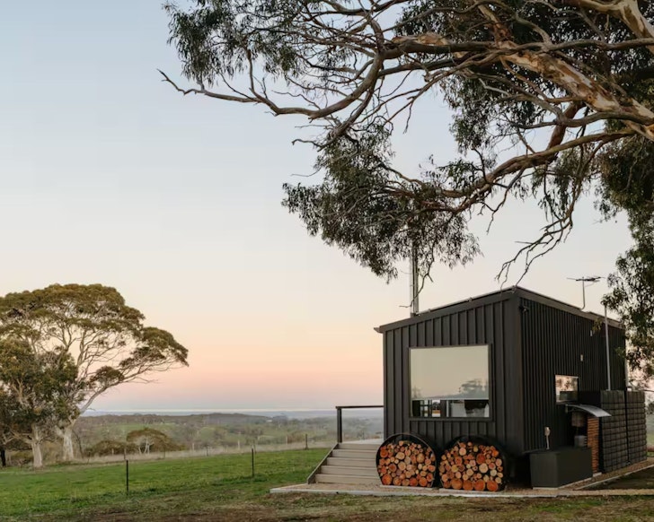 A view of the tiny home with a view at Luxury Off-Grid Cabin one of the best tiny homes in South Australia and Adelaide