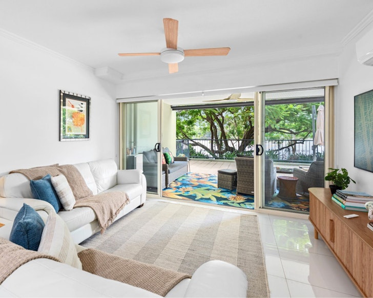 The lounge with a water view at Luxury Riverfront best Brisbane Airbnbs