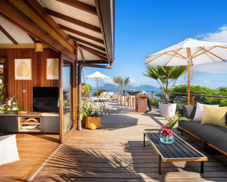 The deck at Luxury Villa Manuiti  best Tahiti Airbnbs