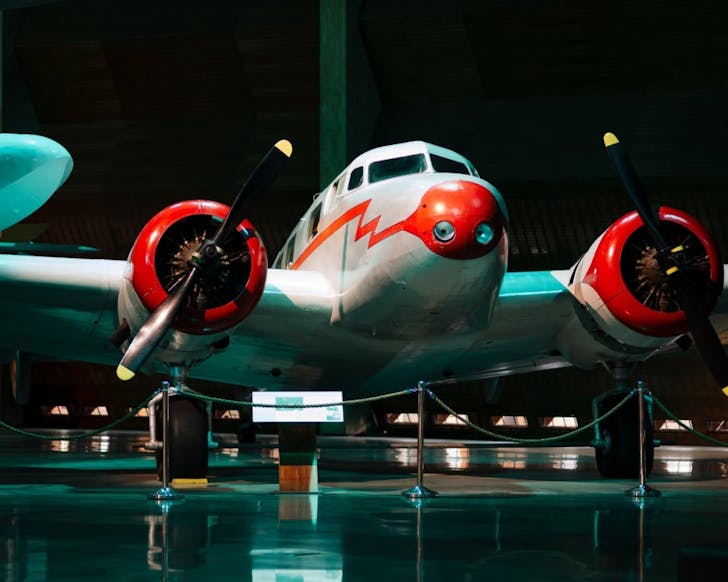 A plane in the Aviation Hall at MOTAT. 
