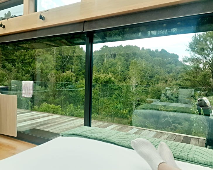 The view from the bed, inside Makoha PurePod. 