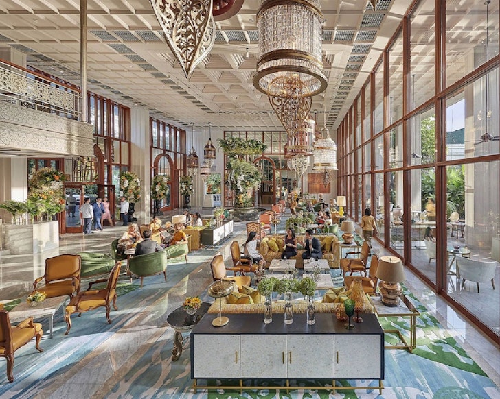 The ornate lobby at Mandarin Oriental one of the best Bangkok hotels