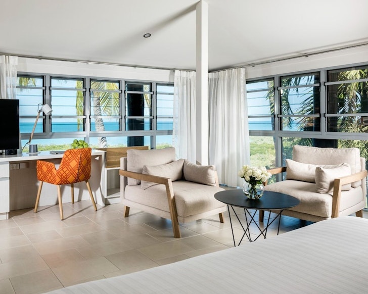 A suite with a sea view at Mangrove Hotel one of the best hotels in Australia