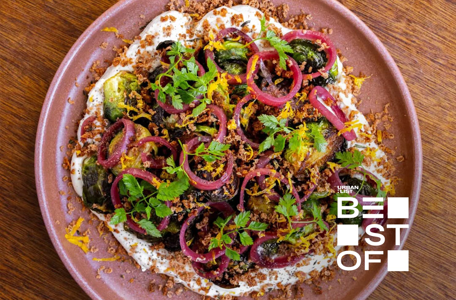 A dusky pink plate of brussel sprouts from Beau, a Māori-owned Auckland restaurant you should know about. 