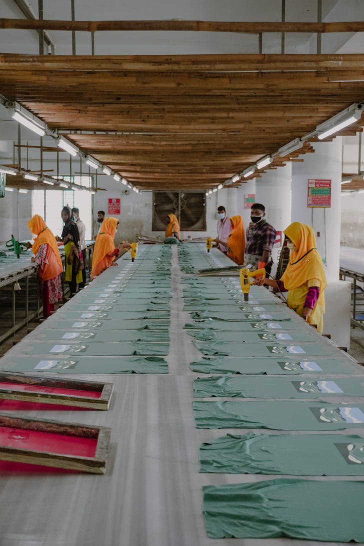People working in a factory.