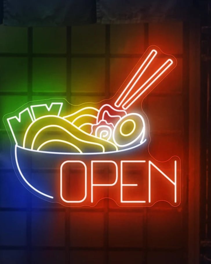 The neon signage at Maruten Ramen, one of the best Japanese restaurants in Auckland.