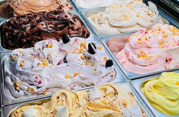 Several tubs of ice cream at Miinot Gelato, a great ice cream option in Melbourne.