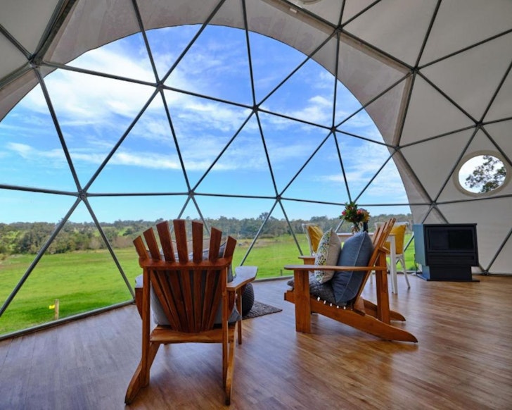 The view from a dome at Mile End Glamping one of the best Margaret River accommodation options