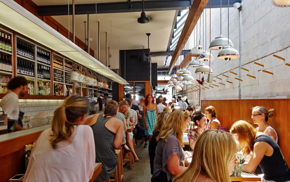 A busy dining hall of a popular South Yarra restaurant 